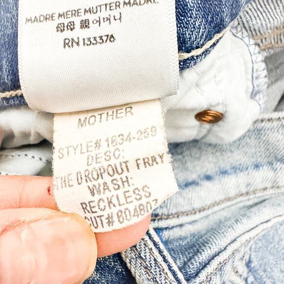 Mother The Dropout Fray Reckless Ripped Raw Hem Denim Jeans SIze 28 - Picture 7 of 10